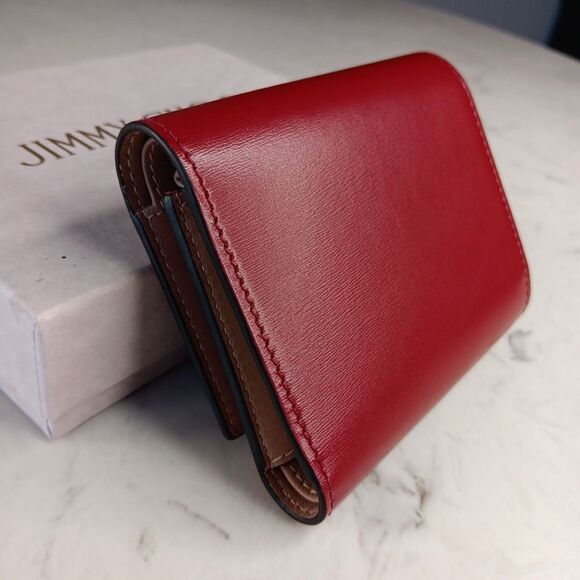 Jimmy Choo MARINDA Dark Red Leather Wallet Trifold Full Set - Picture 5 of 11